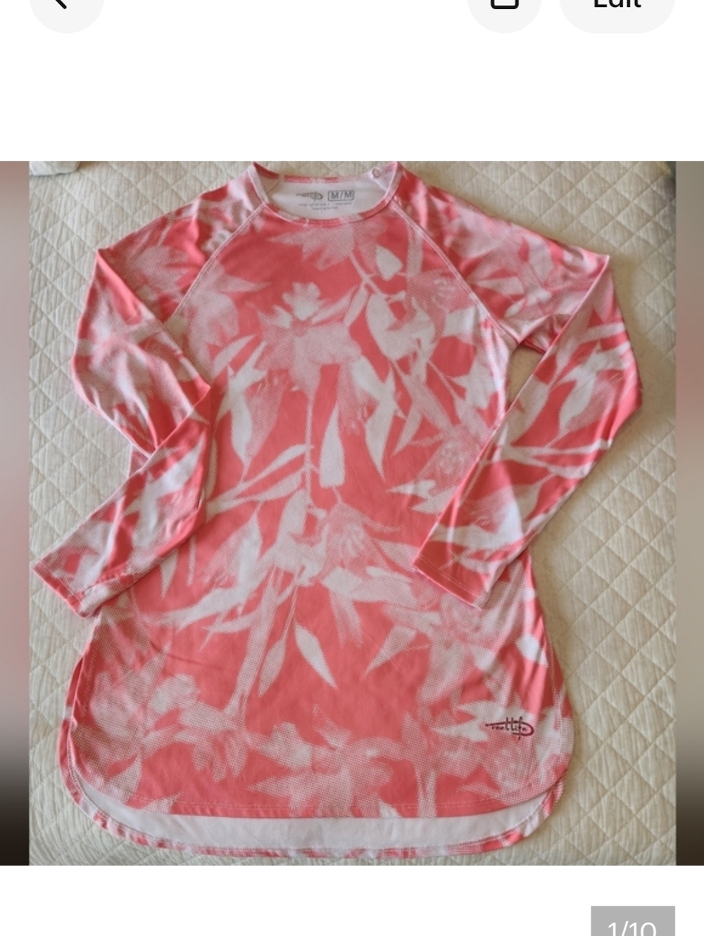 REEL LIFE Pink and White Long Sleeve Beach Coverup